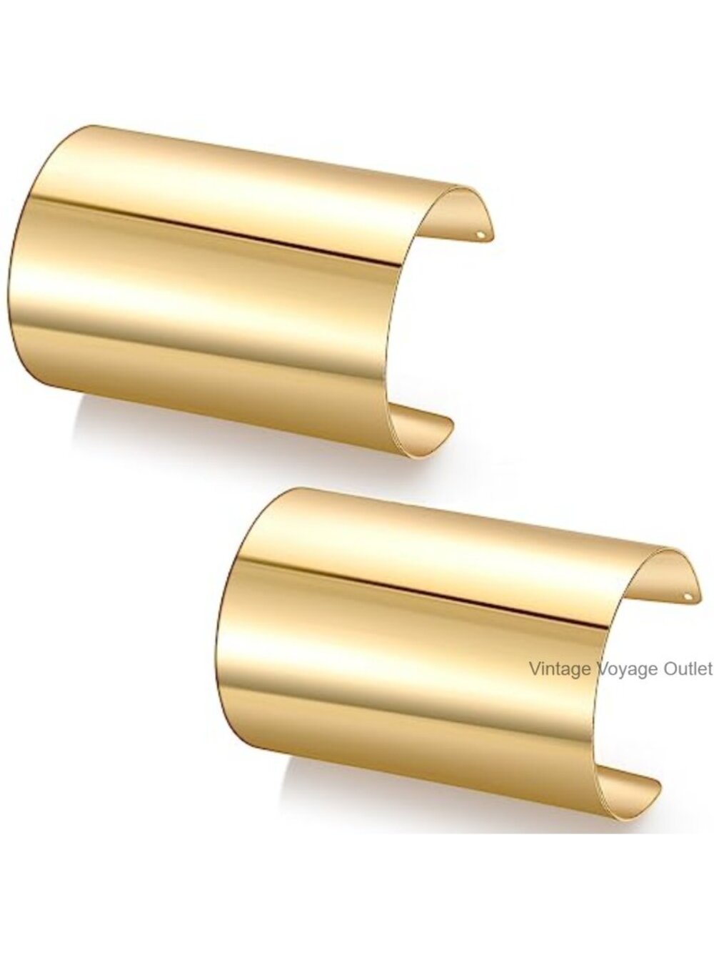 Adjustable Open Cuff Bangle Bracelet Set Polished Alloy Wrist Wrap